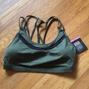 VSX crossback sports bra green black